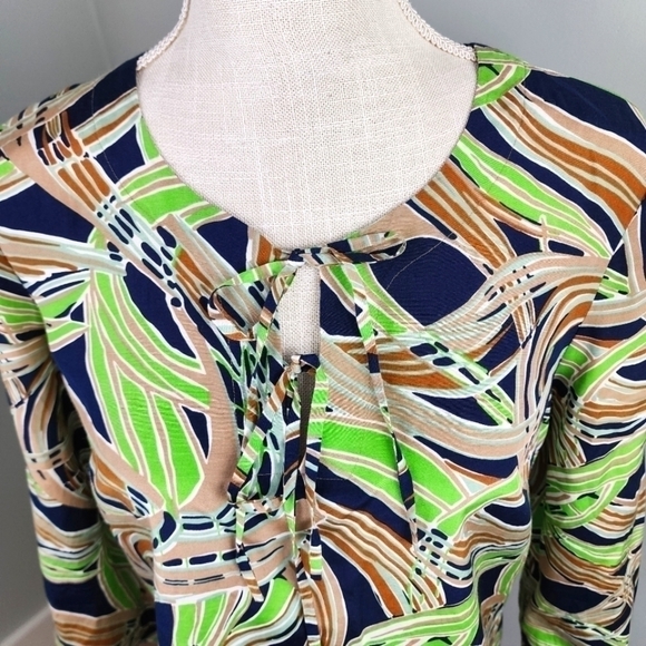 Talbots Women’s Abstract Print Silk Blend Tie Front Bouse Top Size 8 - Picture 3 of 8